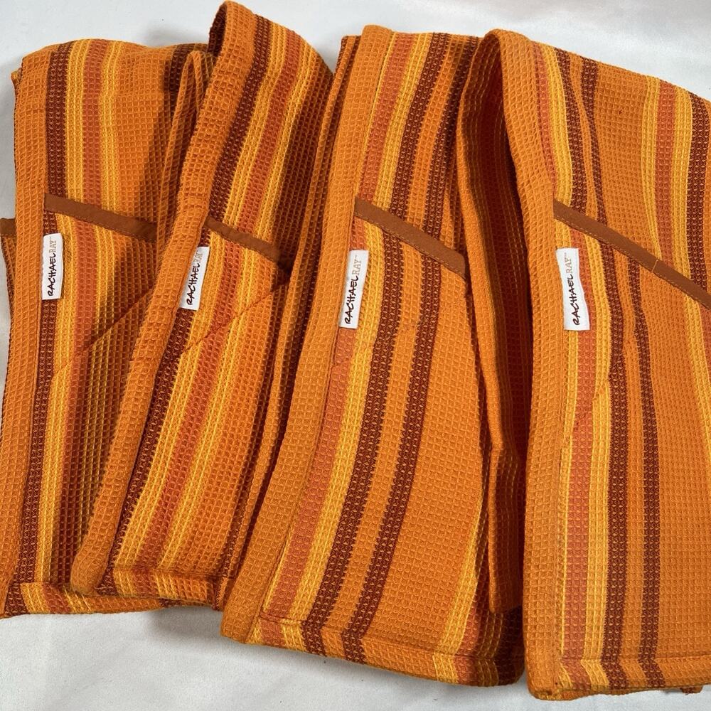 Rachael Ray Lot Moppine Absorbent Kitchen Towel Oven Mitt Heat Resistant Orange